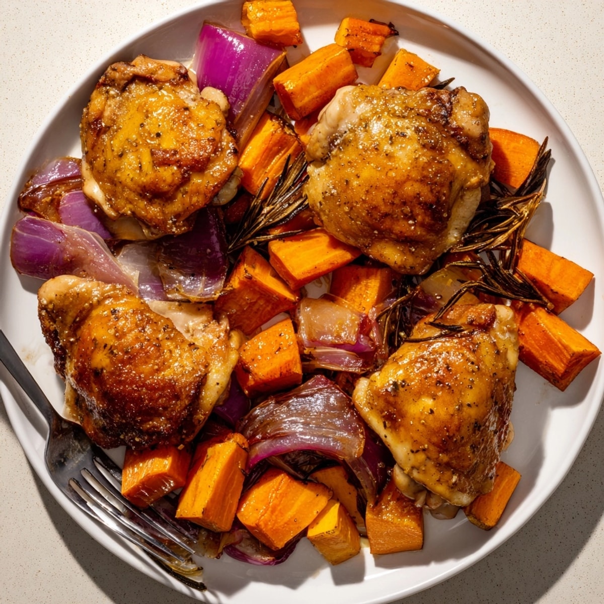 Golden Honey-Glazed Chicken with Roasted Root Vegetables: A vibrant, savory autumn dinner.