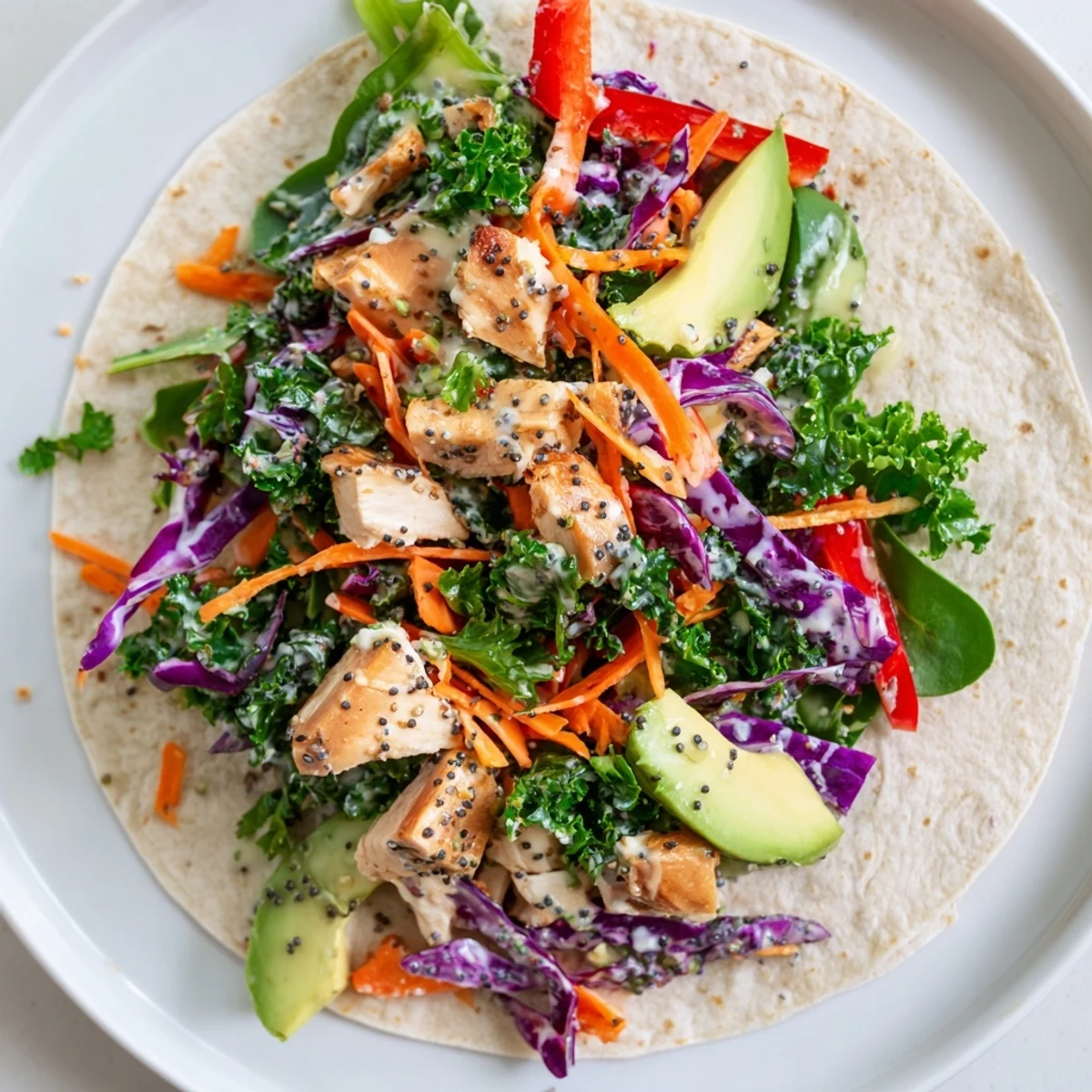 Delicious Poppy-Inspired Chicken Salad Wraps: a healthy, flavorful meal beautifully arranged on a plate.