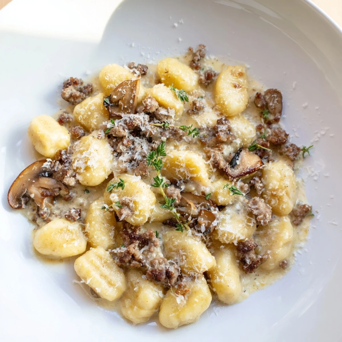 Golden, browned sausage and mushrooms mingle with tender gnocchi in this rustic Woodsy Skillet creation.