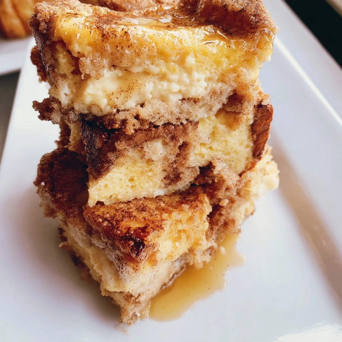 Golden-brown Soft Spice Baked French Toast Casserole, a comforting breakfast with warm cinnamon and spices.