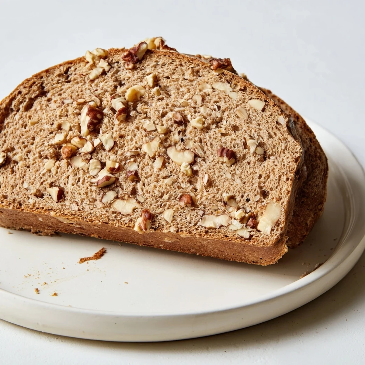 Freshly baked Nutty Whole Wheat Loaf Bread with a beautiful, textured crust and visible nuts throughout.