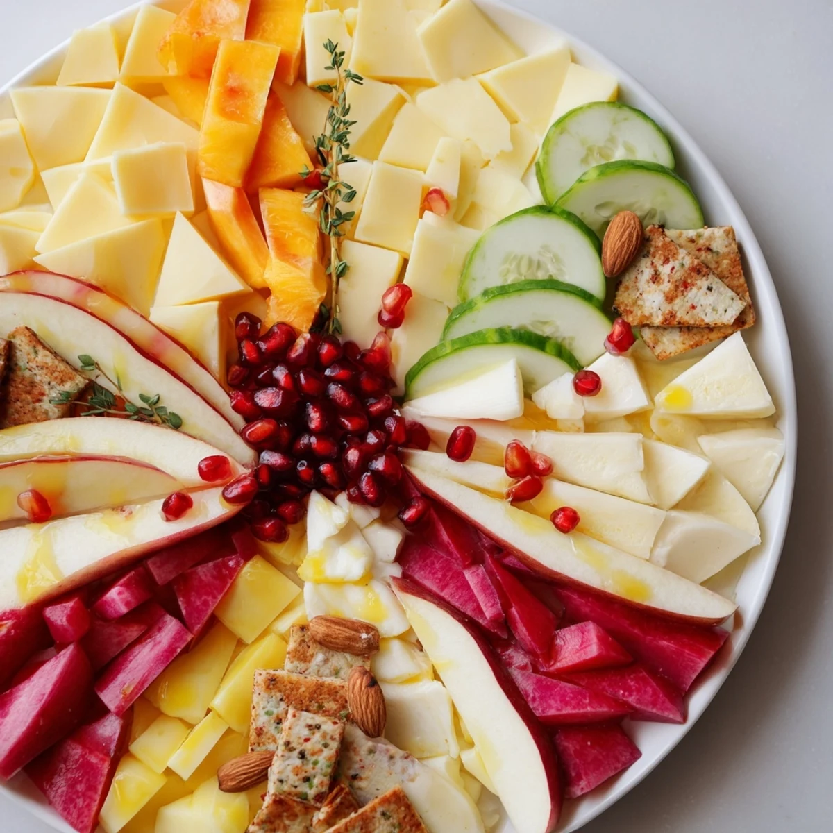 Beautiful arrangement of The Tessellation Triangle featuring inviting textures and flavors for an amazing grazing experience.