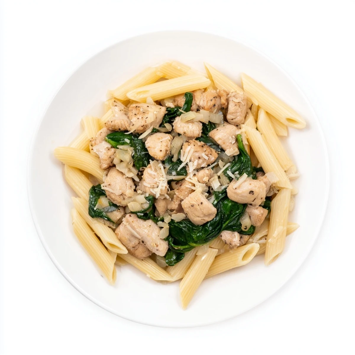 Creamy One-Pot Spinach and Chicken Pasta: a comforting weeknight meal with parmesan and fresh spinach.