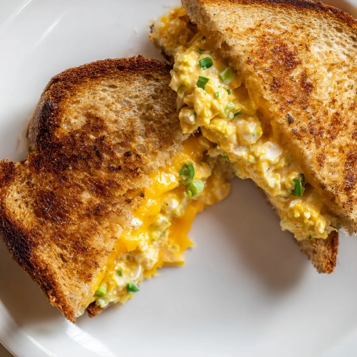 Satisfying Egg Salad Grilled Cheese, grilled golden brown with a warm, creamy interior perfect for a quick meal.