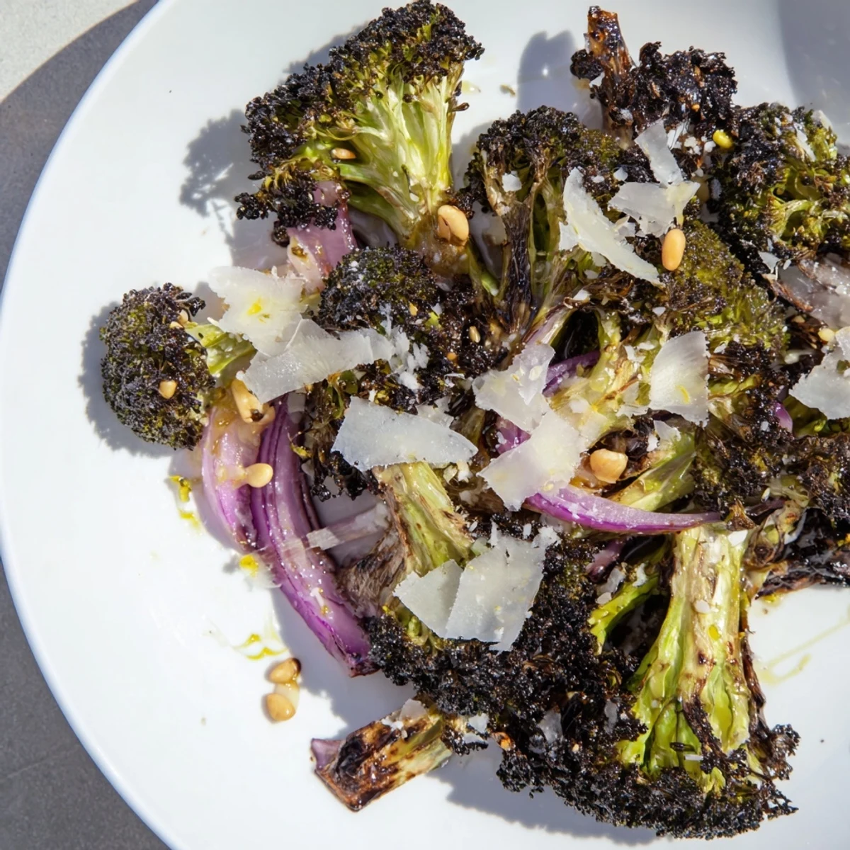 A complete charred broccoli salad with bright lemon dressing, perfect for a fresh and easy meal.