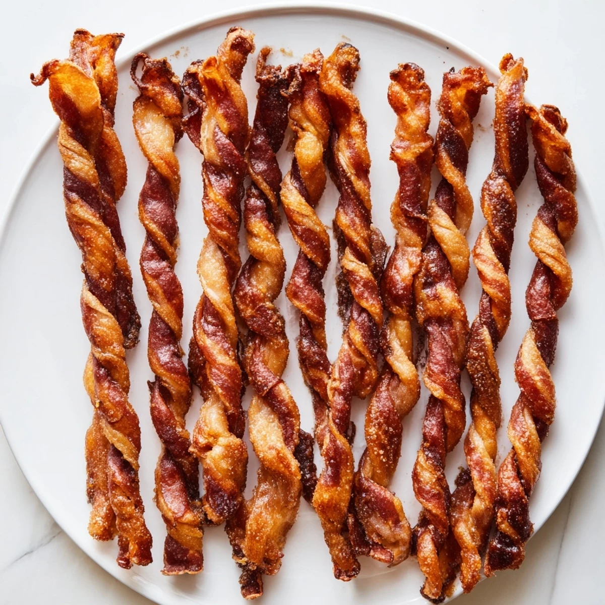 Hearty Spiced Bacon Twists arranged on a wire rack, their caramelized edges and spicy aroma perfect for game day or cocktail hour.  