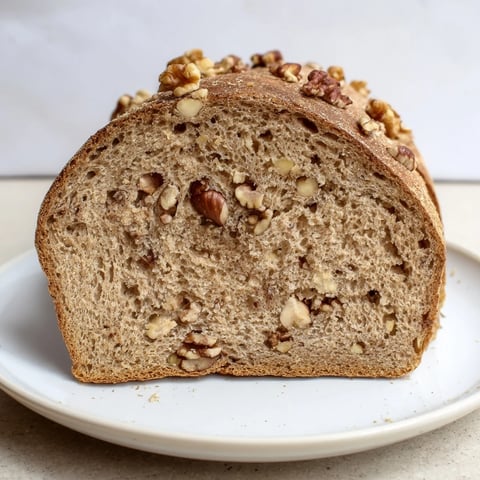 A close-up of a warm, golden Nutty Whole Wheat Loaf Bread, ready to slice and serve.