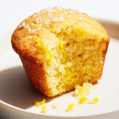 Picture of fresh-baked Simple Sweet Lemon Zest Muffins, with a tender crumb and lemon zest topping.