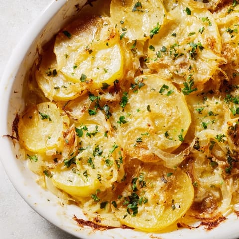 Close-up of crispy French Onion Soup Potatoes, showcasing caramelized onions and cheese for a tasty experience.