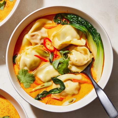 Red Curry Wonton With Greens