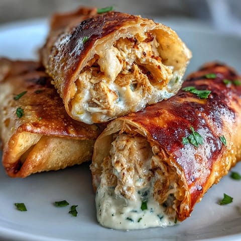 Crispy Mini Chicken Chimis with Jalapeño Cream Cheese ready to serve, garnished with fresh cilantro and jalapeño slices.