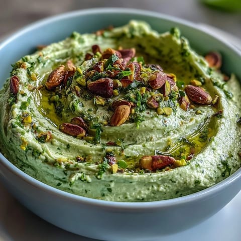 Vibrant green pistachio pesto sauce with fresh basil and Parmesan, ready to toss with pasta or spread on crostini.  