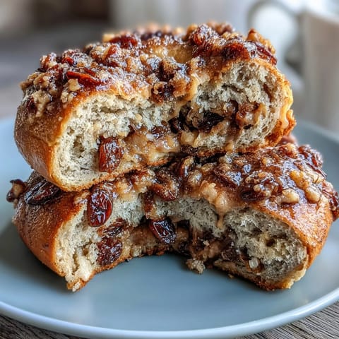 Warm, golden bagels with raisins and cinnamon, packed with protein from Greek yogurt, perfect for a healthy breakfast or snack.  