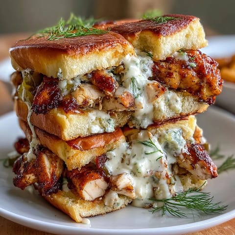 Juicy Mississippi chicken slow-cooked with ranch and pepperoncini, piled high on a soft bun with crunchy dill pickles.