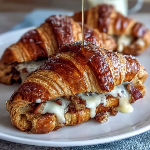 Buttery croissant French toast casserole with fresh berries, golden and custardy, ready for a cozy brunch.