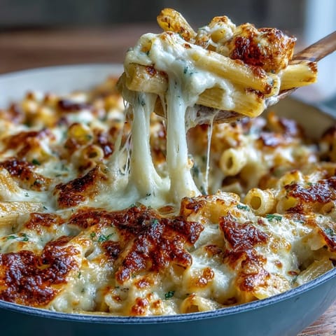 One-Pot Cheesy Pasta Bake with golden bubbly cheese and tender pasta in rich tomato sauce.