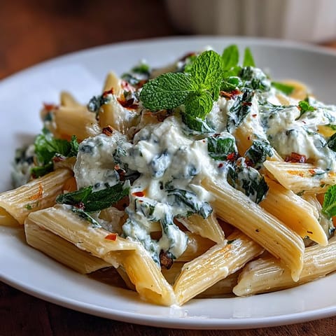 Creamy Pea and Ricotta Pasta with Mint, a fresh vegetarian dish with vibrant green peas and fragrant herbs, perfect for spring meals.