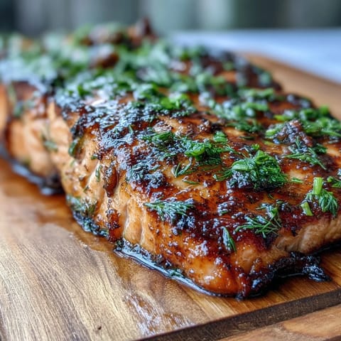 Cedar Plank Salmon with Lemon Dill, smoky and tender, grilled on aromatic cedar for a burst of summer flavor.