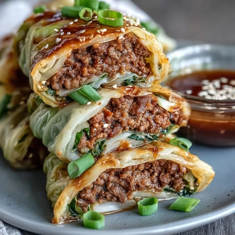 Savory Korean cabbage rolls filled with spicy ground beef and steamed to tender perfection.