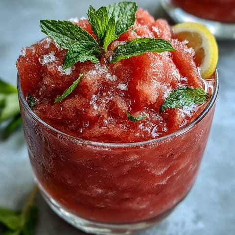 Enjoy this refreshing Frozen Watermelon Lemonade Slushie, chilled and ready for hot days.