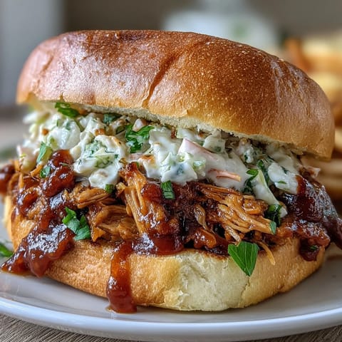 Smoky vegan BBQ Pulled Jackfruit Sandwiches ready to be devoured on toasted buns.