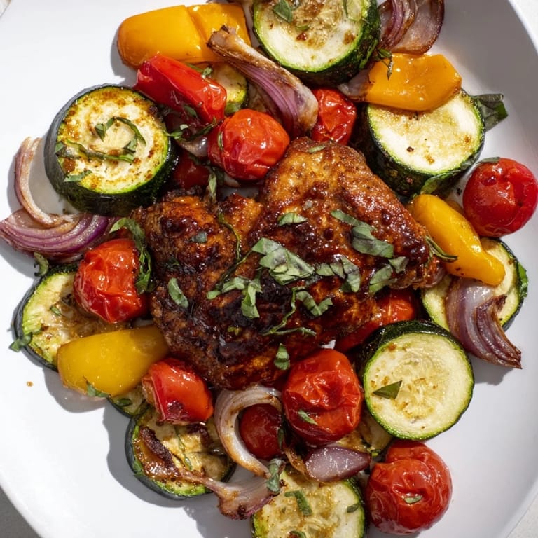 Looking at the Basil-Soft Chicken and Veggie Sheet Pan Dinner, imagine the fresh basil scent and bright lemon glaze.