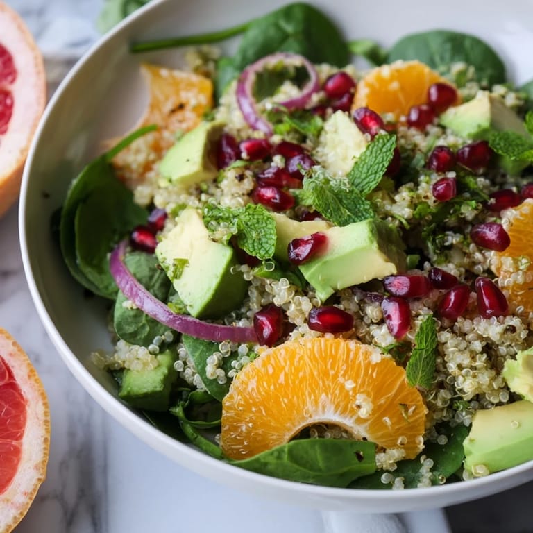 Enjoy the freshness: a photo of a delicious Fresh Citrus & Avocado Quinoa Bowl, perfect for lunch!