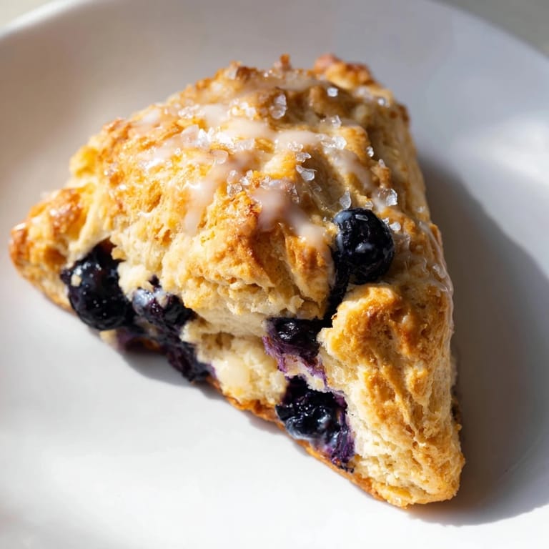 Fresh, juicy blueberries burst in these Rustic Birch-Warm Blueberry Scones, perfect for a mid-morning treat.