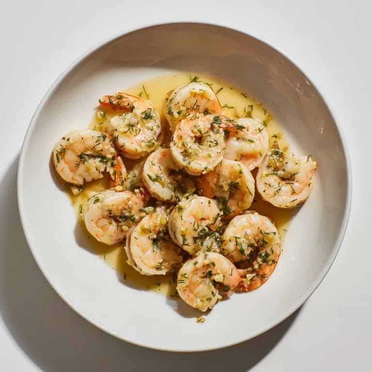 Close-up of Light & Bright Lemon Herb Shrimp Scampi, showcasing juicy shrimp in a zesty, bright lemon sauce.