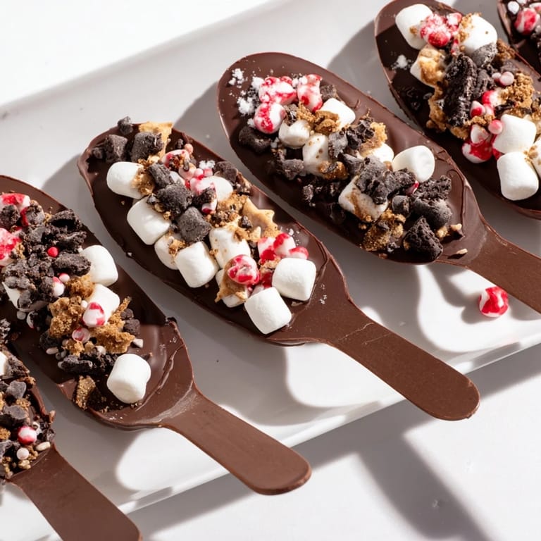 Deliciously arranged Hot Chocolate Spoon Toppings Board, perfect for dipping into warm milk during the holidays.