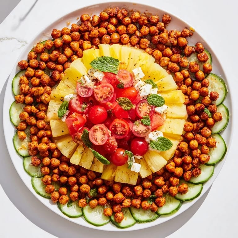 Freshly assembled concentric rings of flavor on a platter: a delicious, visually appealing vegetarian dish.