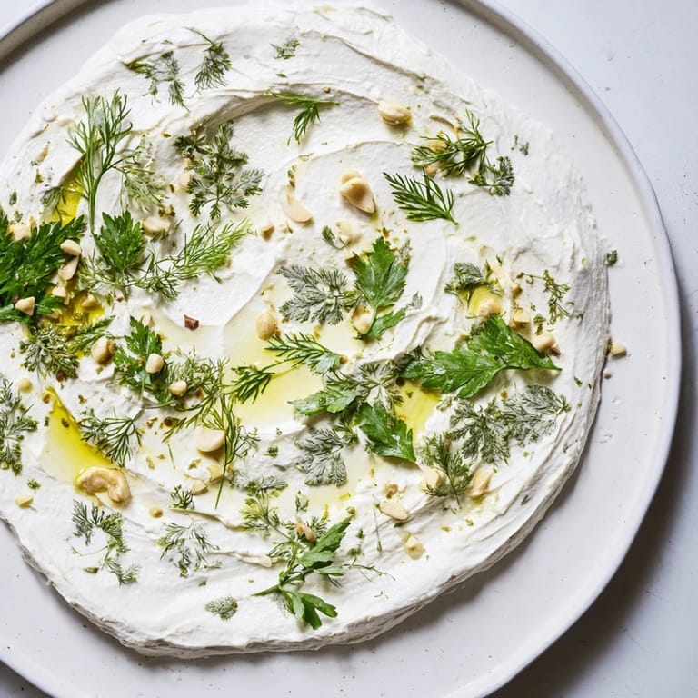Delightful The Fossil Record appetizer: soft cheese displays herb imprints with cracked nuts, ready to eat.