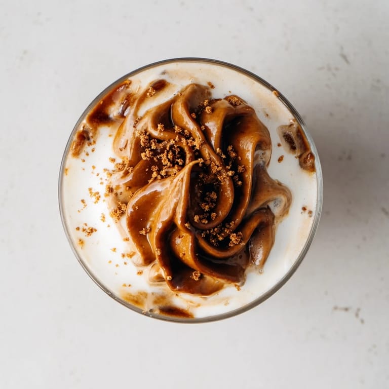 Homemade brown sugar Dalgona latte, with a dusting of cinnamon, promises a blissful, caffeinated refreshment in a glass.