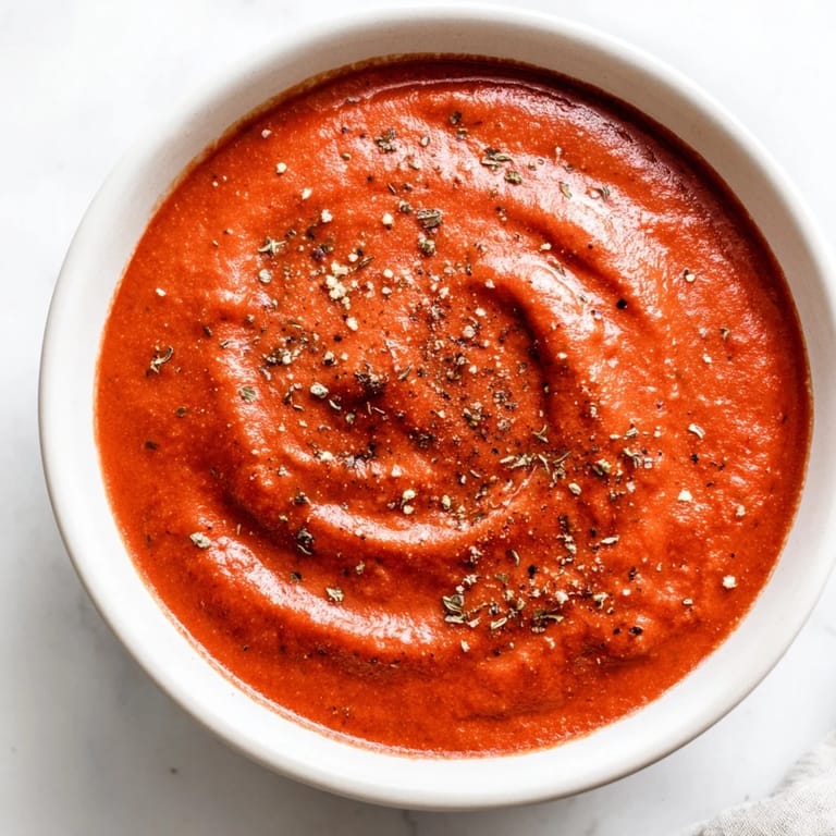 Tempting view of the Instant Creamy Marinara Hack, swirled with herbs, ready to coat your favorite pasta.