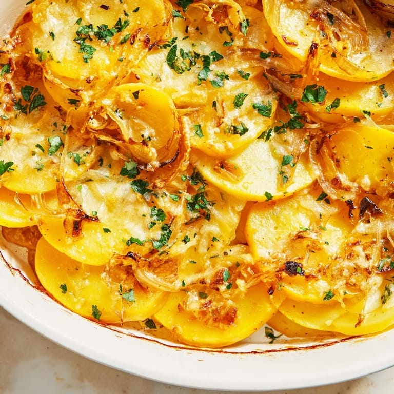 Hearty French Onion Soup Potatoes: golden potatoes paired with rich onions and melted Gruyère, aromatic and ready to serve.