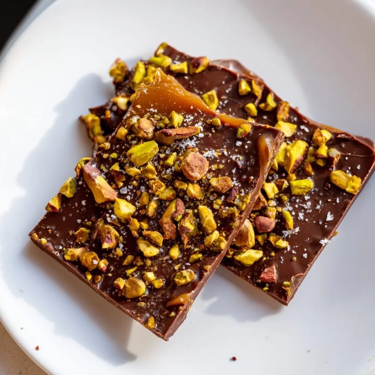 This homemade Pistachio Salted Caramel Bark is crunchy, sweet, and salty — perfect for dessert or gifting.