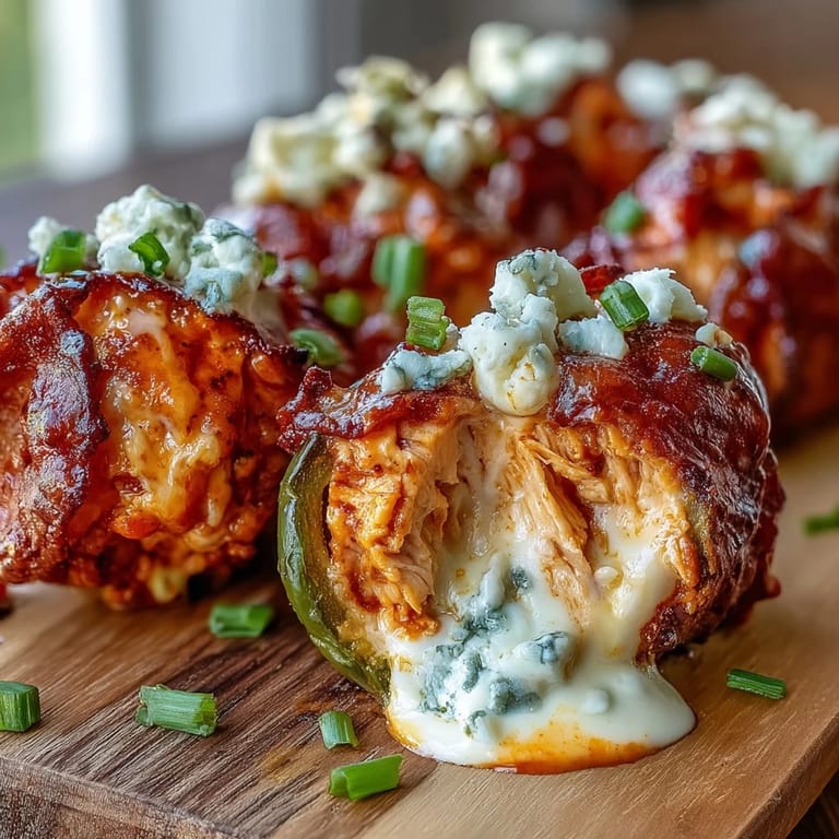 Sizzling Buffalo Wing Poppers served warm alongside crisp celery sticks and blue cheese dressing for dipping.