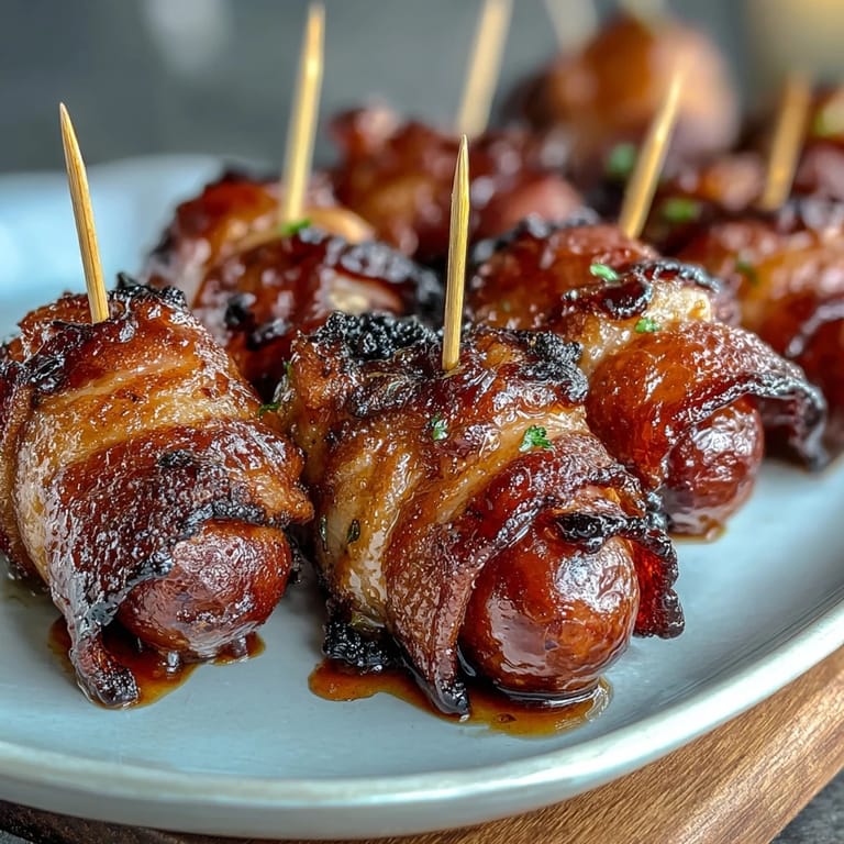 Crispy, smoky bacon envelops juicy cocktail sausages, finished with a sweet and spicy cayenne kick. 
