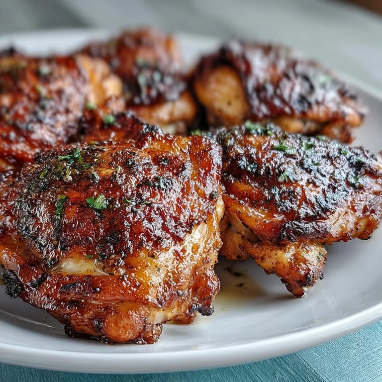 Savory Crispy Baked Bone-In Chicken Thighs plated for dinner with roasted vegetables and a squeeze of bright lemon juice.