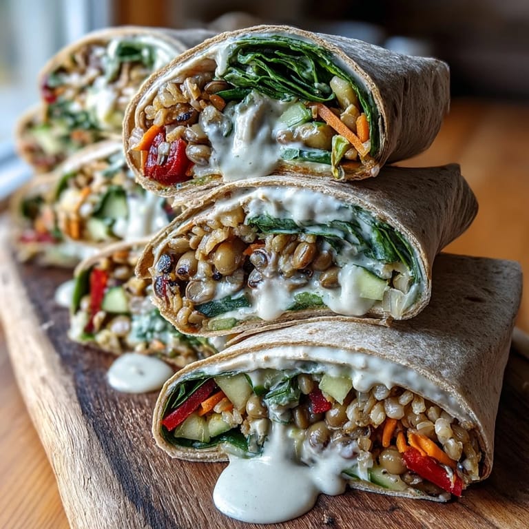 Two sliced halves of a Black-Eyed Pea Wrap plated with extra vegetables, showcasing the wholesome vegetarian ingredients for a healthy weeknight dinner.