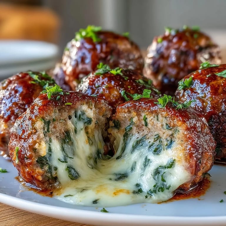 Freshly prepared spinach garlic meatballs with vibrant green spinach and minced garlic, ready to be baked on a parchment-lined sheet.
