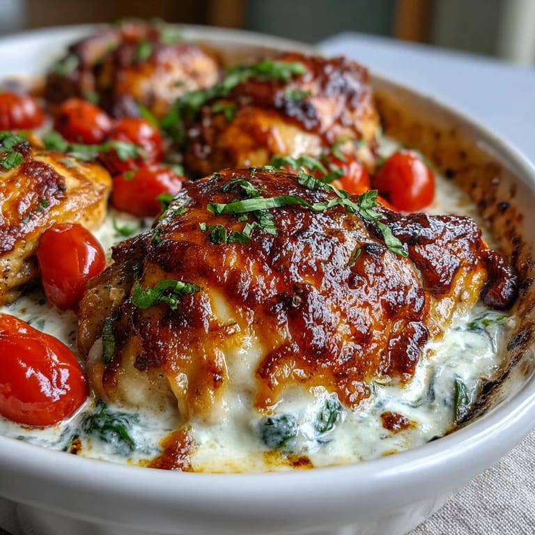 Tender chicken breasts baked with Greek yogurt and spinach, served alongside colorful roasted vegetables for a healthy, low-carb dinner.