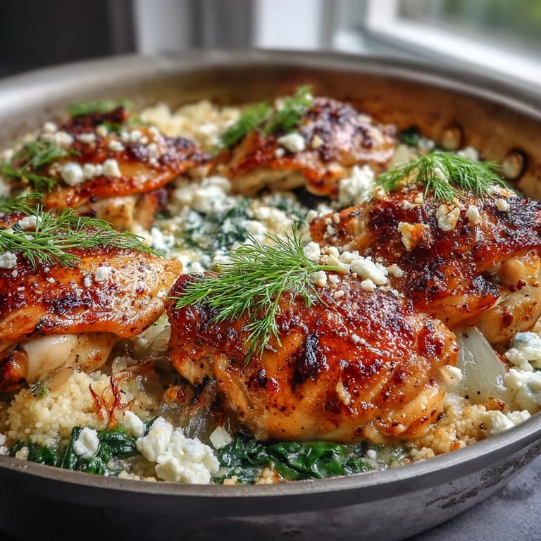 Spoonful of creamy Creamy Greek Chicken & Pearl Couscous Bake revealing tender chicken and pearl couscous on a plate.