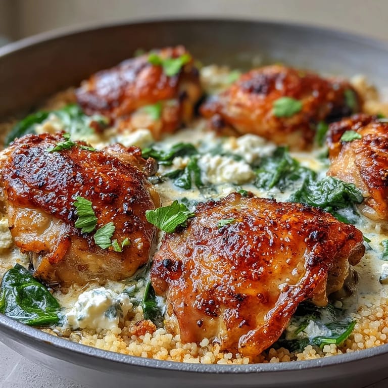 Spoonful of the Creamy Greek Chicken & Pearl Couscous Bake revealing tender chicken, lemony sauce, and fluffy pearl couscous.