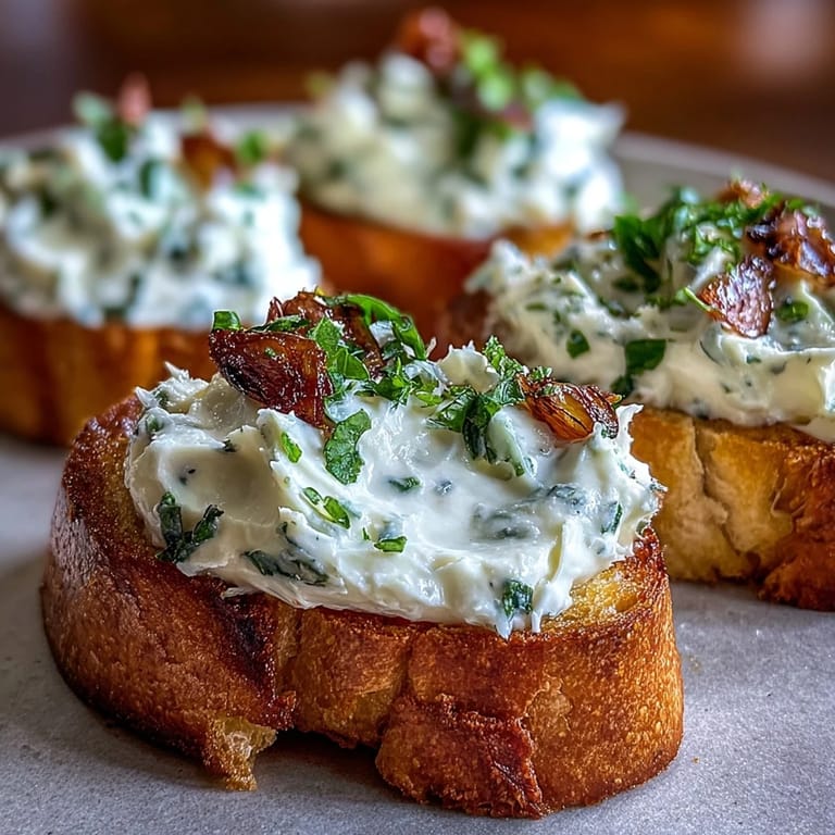 Whipped garlic and herb butter spread, perfect for slathering on warm baguette slices or crostini.  