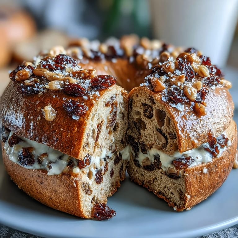 Freshly baked cinnamon raisin bagels enriched with Greek yogurt for extra protein, soft and chewy with a sweet, spiced aroma.