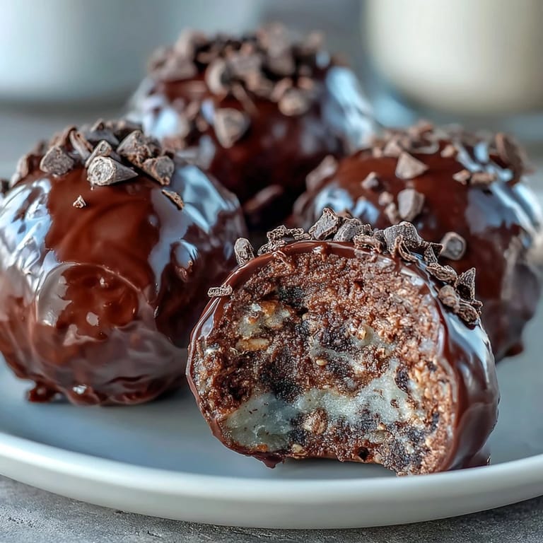 Homemade peanut butter energy balls with dark chocolate chips, rolled oats, and flaxseed, offering a nutritious and satisfying treat.