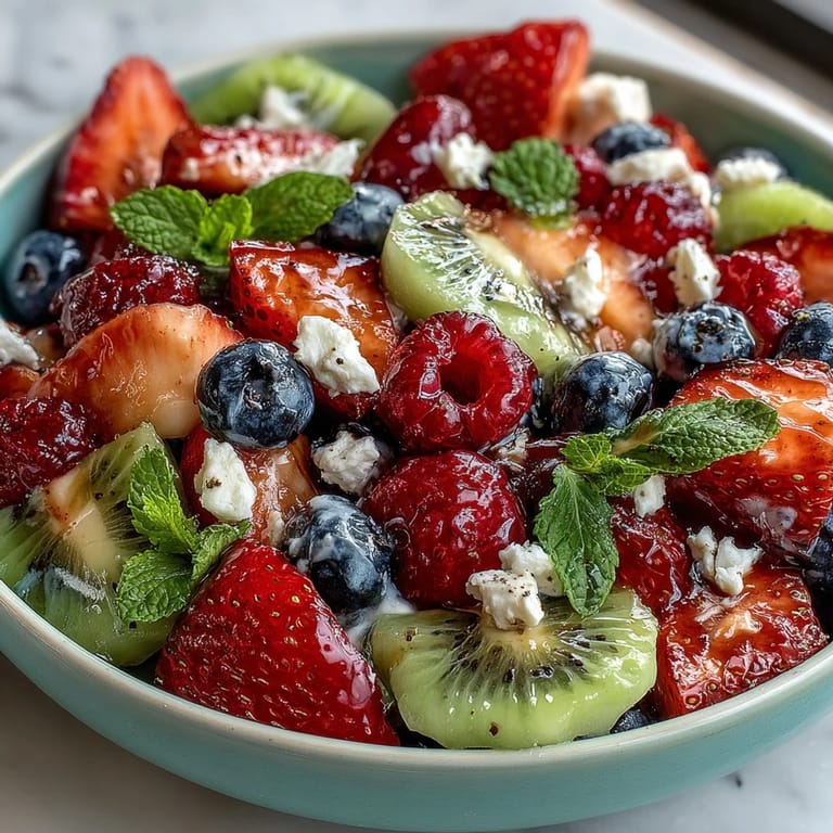 Fresh seasonal fruit artfully arranged in petal shapes, featuring pineapple, grapes, and berries, paired with a smooth vanilla-lemon yogurt dip.