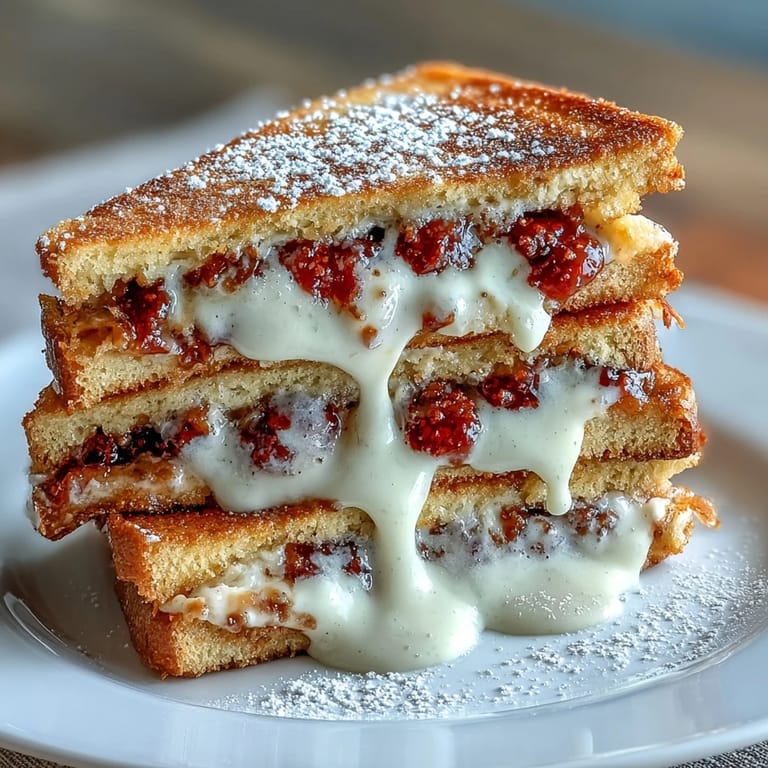 Golden, buttery shortbread cookies with clotted cream, delicately sandwiched with vibrant raspberry filling, dusted with powdered sugar for a classic British treat.