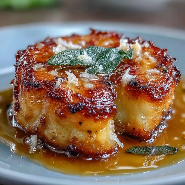 Creamy potato gnocchi pan-fried until golden, served with rich brown butter sage sauce and grated Parmesan cheese.  